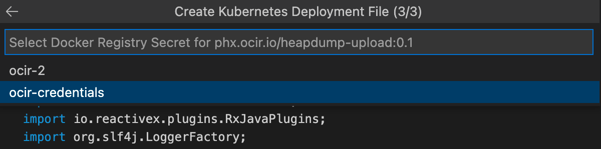 VS Code：选择 Docker 注册表密钥